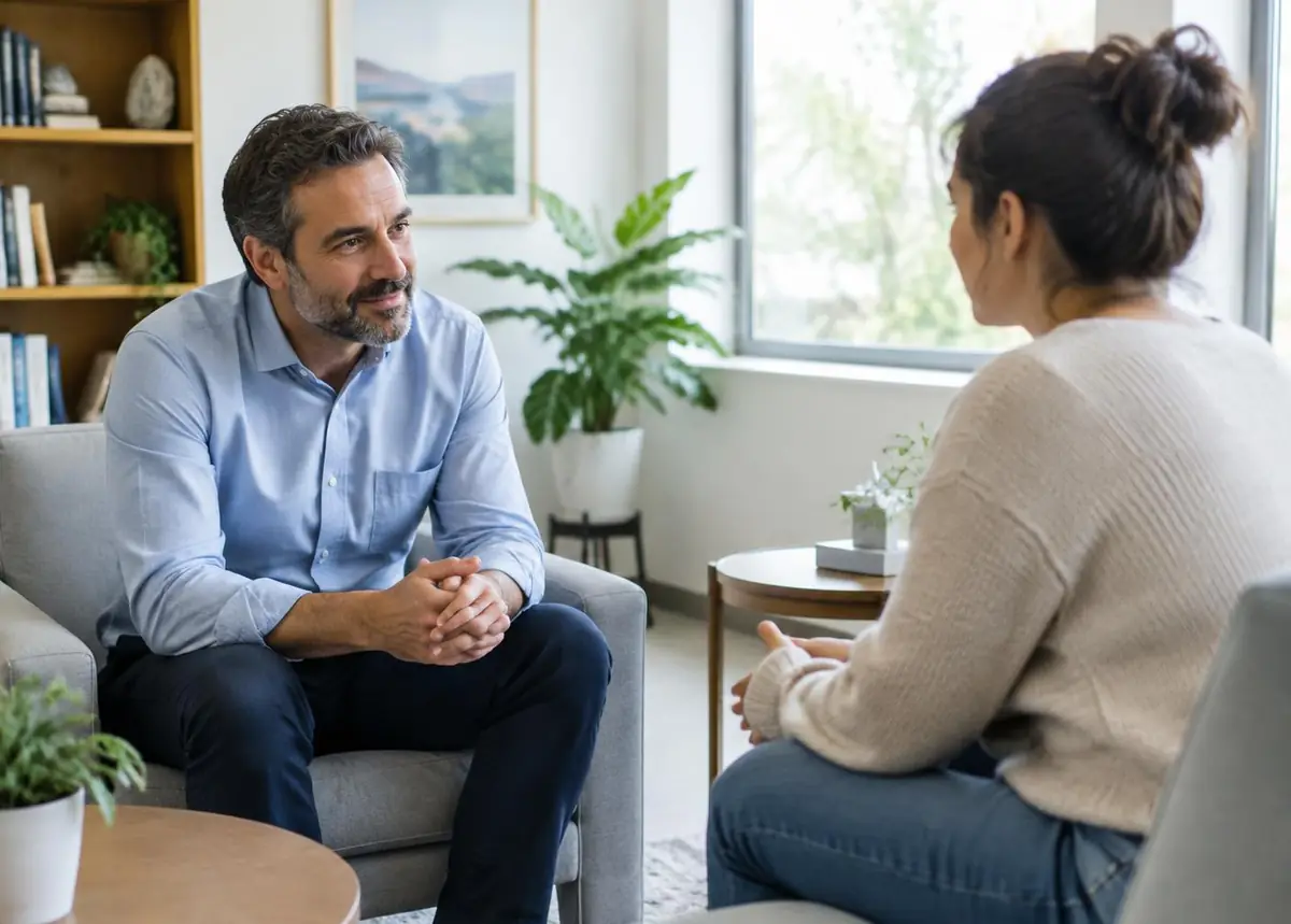A provider talking with a patient